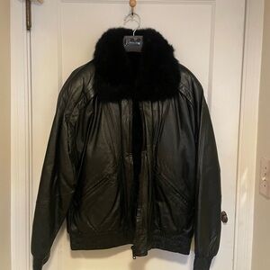 Women's black leather jacket